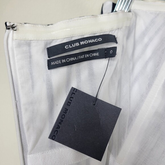 Club Monaco Striped Knee Length Dress Black White Women’s Size 0 Fit And Flare - Picture 4 of 16